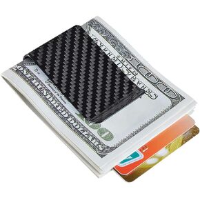 مشبك نقود من ألياف الكربون من CL CARBONLIFE للنقود وبطاقة الائتمان، مشابك حامل بسيطة للرجال (كبير، 2.8 بوصة × 1.5 بوصة)