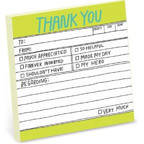 1-Count Knock Knock Thank You Hand-Lettered Sticky Notes, Thank You Notes, 3 x 3-inches, 100 sheets each