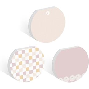 Smiley Face Sticky Note Pad Assortment/Set of 3 Round Flat Top Happy Note Pads / 3.5" Retro Rainbow Sticky Notes / 50 Sheets Per Pad/Made in USA