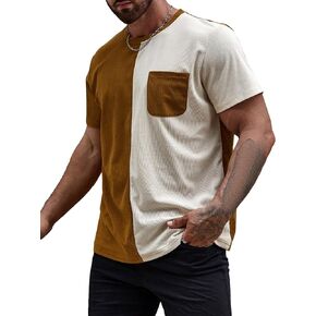 WDIRARA Men's Color Block Tee Tops Pocket Front Short Sleeve Round Neck Summer Casual T-Shirts