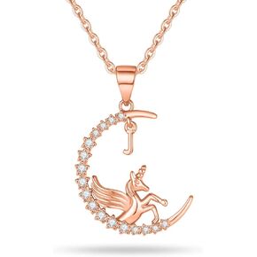 Unicorns Gifts for Girls, Rose Gold/White Gold Plated CZ Unicorn Necklace for Girls Letter Initial Unicorn Necklace Jewelry Unicorn Gifts for Girls Kids Little Girls