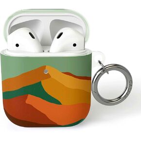 Casely Case Compatible with AirPods 1 & 2 | Opposites Attract | Day & Night Colorblock Mountains AirPods 1 & 2 Case