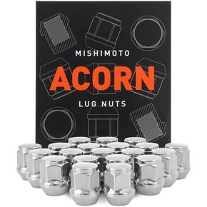 Mishimoto Steel Lug Nuts, M12x1.5, Acorn Seat, 20pc Set, Chrome
