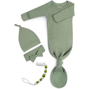 Baby Noah Knotted Gown with Hat and headband &Clip