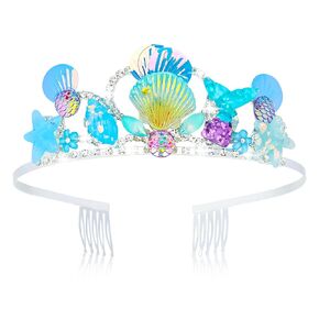 Wecoe Blue Mermaid Tiara for Girls' Princess Costumes, Fairy Mermaid Party Decorations, Party Favors, Party Supplies, Birthday Decorations Gifts, One Size, Metal, Blue
