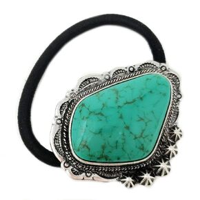 Western Turquoise Squash Blossom Hair band and Tie