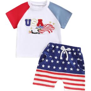Infant Baby Boys Summer Clothes Sets Outfits Letter Print Short Sleeve T-Shirt and Stretch Casual Rolled Shorts Set