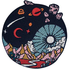 Ying Yang Space Planet Patch Embroidered Applique Badge Iron On Sew On Emblem