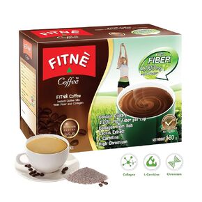 FITNE Premium Instant Coffee Packets Mix With Fiber 4,000 mg Collagen Cactus Extract L-Carnitine High Chromium No Sugar Sucralose Sweetener, 10 Sticks
