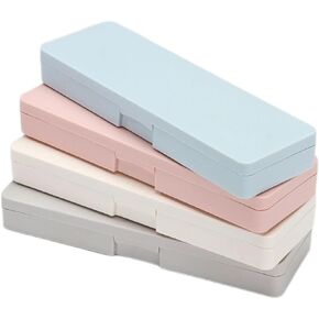 Pencil Box Plastic Pencil Box- 4 Pack Pencil Box Hard Pencil Case Crayon Box with Snap Tight Lid Plastic Pencil Boxes Stackable Design Office Supplies Storage Organizer Box
