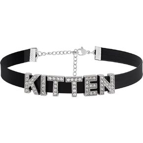 Sacina Gothic Punk Cute Letter Choker, Black Choker, Black PU Leather Choker Collar, Gothic Choker, Goth Necklace, Jewelry Gift for Women