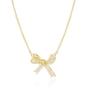 Rhinestone Bow Small Choker Necklace Gold Silver Plated Boho Vintage Bowknot Bow Tie Sparkly Crystal CZ Tiny Chain Necklace for Women Teen Girls Minimalist Birthday Christmas Party Fashion Jewelry Gifts