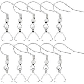 Beebeecraft 1 Box 50Pcs Earring Hooks with Pendant Clasp 18K Gold Plated Stainless Steel French Wire Earring Ball Hooks with Pinch Bails for Earring Making DIY
