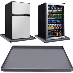 Mini Fridge Silicone Mat with Raised Edge, 24"x 24" x 0.8" Mini Fridge Mat for Mini Fridge Freezer Protect From Appliance Leaks Water Spills, Under Refrigerator Mat Easy to Clean (Black)