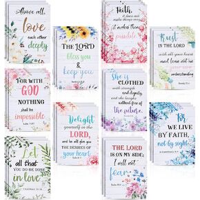100 Pcs Mini Floral Bible Verse Notebooks Christian Gift Bible Journal Religious Motivational Notepads Kraft Bible Verse Scripture Mother's Day Gifts for Women Men Office School(Floral)