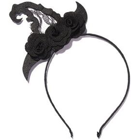 Halloween Witch Hat Headband, Witch Hat with Flower Hair Hoop for Halloween Costume Dress up Party Supplies