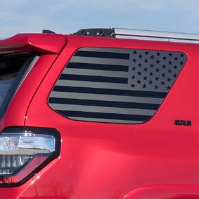 GRITKULTURE Universal American USA Flag Vinyl Decal 2 Pack 28.5 inch by 15.7 inch for SUV Truck Car Windows Stickers Free Installation Tool Included. (Subdued Black)