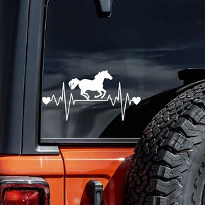 Horse Running Heartbeat Decal Vinyl Sticker Auto Car Truck Wall Laptop | White | 8" x 4"