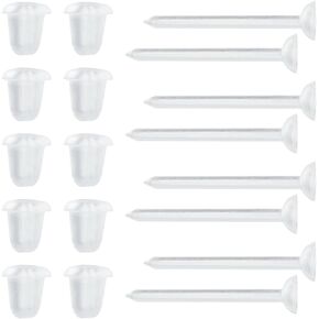1 Box 500Pcs Clear Earring Studs Plastic Earring Posts Bulk Small Round Flat Pad Stud Earring Findings with Ear Nuts Invisible Transparent Earring Studs for Sports Jewelry Making Supplies DIY