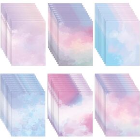 60 Sheets Watercolored Stationery Paper, 8.5 x 11 inch Double-Sided Pastel Paper for Writing Letters and Invitations