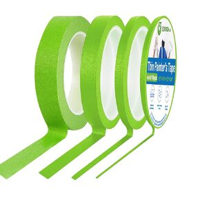 شريط رسام رفيع 1/8، 1/4، 1/2، 3/4، 1 بوصة عرض شريط طلاء شريط لاصق، من أجل DIY، الحرف اليدوية والمشروعات الفنية الكبيرة (أخضر، 1/8 بوصة + 1/4 بوصة) +1/2"+3/4" × 4 لفات) in Kuwait