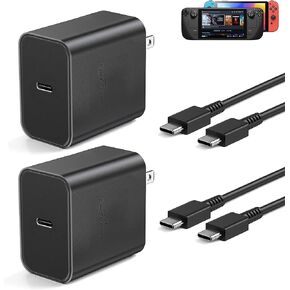 2-Pack USB-C Charger for Nintendo Switch, for Steam Deck Switch OLED PS5 Xbox Controller, USB-C AC Adapter Power Supply for Switch with 5FT Charging Cable, Type C PD 3.0 Fast Charging