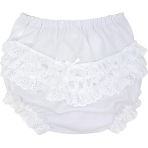 I.C. Collections Baby Girls White Batiste Rumba Diaper Cover Bloomers
