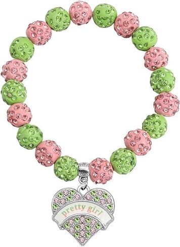 Graduation Sorority Gifts Bracelet Pink and Green Bead Bracelet Alpha Kappa A Greek Paraphernalia Sorority Jewelry Gifts in Saudi Arabia