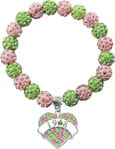 Graduation Sorority Gifts Bracelet Pink and Green Bead Bracelet Alpha Kappa A Greek Paraphernalia Sorority Jewelry Gifts in Saudi Arabia