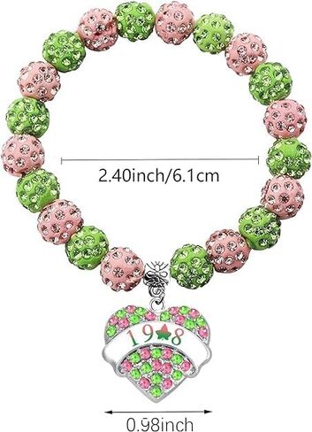 Graduation Sorority Gifts Bracelet Pink and Green Bead Bracelet Alpha Kappa A Greek Paraphernalia Sorority Jewelry Gifts in Saudi Arabia