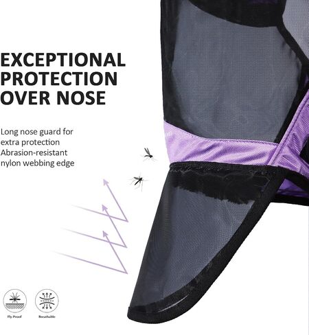 Harrison Howard Pro Luminous Horse Full Face Fly Mask Large Eye Space Long Nose with Ears UV Protection for Horse Coral Orange S in Kuwait