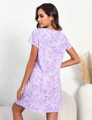 PNAEONG 2 Pack Nightgowns for Women Short Sleeves Sleepwear Plain/Color Print Pajama Dress in Saudi Arabia