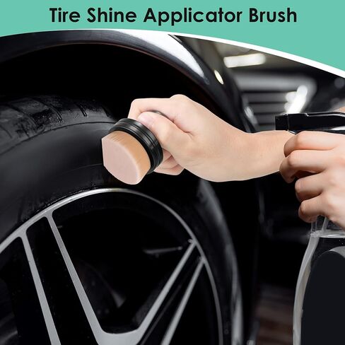 Dreyoo 2 Pack Auto Detail Brushes, Portable Car Tire Brush with Seal Cover Design, High Density Soft Detailing Brush for Vehicles Tire Shine Polish Wax Applicator (Brown) in Saudi Arabia