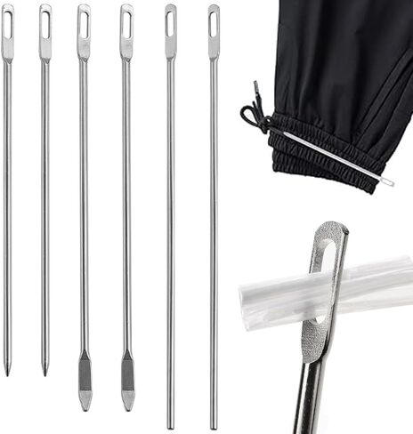 KuuGuu 6 قطع أداة خيط الرباط، أداة استبدال سريعة وسهلة للرباط إبرة معدنية بسيطة إبرة خيط هوديي خيط للبنطلونات الرياضية والسراويل القصيرة والقلنسوة والسترات والسراويل (النمط 3) in Kuwait