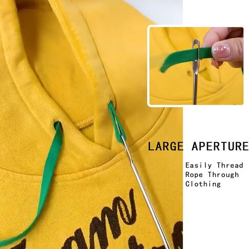 KuuGuu 6 قطع أداة خيط الرباط، أداة استبدال سريعة وسهلة للرباط إبرة معدنية بسيطة إبرة خيط هوديي خيط للبنطلونات الرياضية والسراويل القصيرة والقلنسوة والسترات والسراويل (النمط 3) in Kuwait