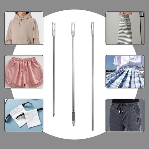 KuuGuu 6 قطع أداة خيط الرباط، أداة استبدال سريعة وسهلة للرباط إبرة معدنية بسيطة إبرة خيط هوديي خيط للبنطلونات الرياضية والسراويل القصيرة والقلنسوة والسترات والسراويل (النمط 3) in Kuwait