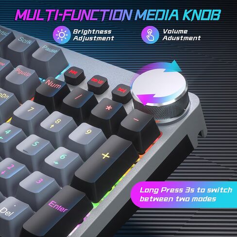 لوحة مفاتيح ميكانيكية للألعاب، لوحة مفاتيح كاملة الحجم بإضاءة خلفية RGB 104 مفاتيح مع مقبض للوسائط المتعددة، أغطية مفاتيح مزدوجة، مقاومة كاملة للظلال، لوحة مفاتيح كمبيوتر سلكية بمفتاح أزرق لأجهزة Windows PC Mac Xbox Gamer in Kuwait
