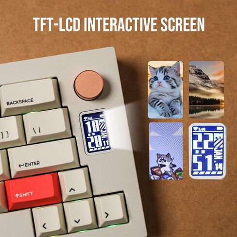 لوحة مفاتيح CIDOO V68 Alice Layout للألعاب المصنوعة من الألومنيوم، لوحة مفاتيح ميكانيكية حشية مع شاشة عرض TFT-LCD، قابلة للبرمجة عبر VIA، لوحة مفاتيح مخصصة BT5.0/2.4 جيجا هرتز/USB-C مع أغطية مفاتيح PBT لنظام Win/Mac in Kuwait