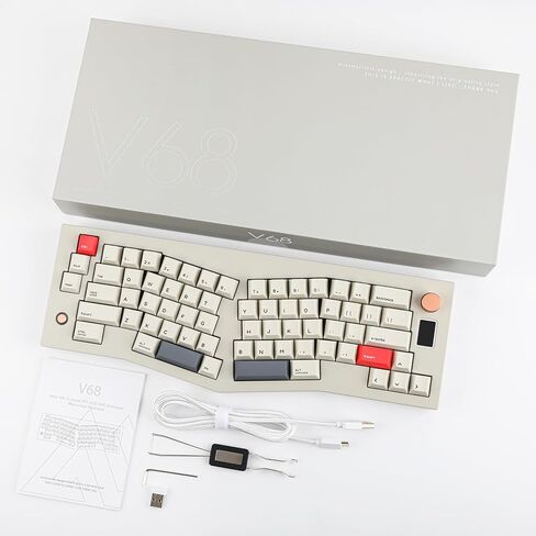 لوحة مفاتيح CIDOO V68 Alice Layout للألعاب المصنوعة من الألومنيوم، لوحة مفاتيح ميكانيكية حشية مع شاشة عرض TFT-LCD، قابلة للبرمجة عبر VIA، لوحة مفاتيح مخصصة BT5.0/2.4 جيجا هرتز/USB-C مع أغطية مفاتيح PBT لنظام Win/Mac in Kuwait