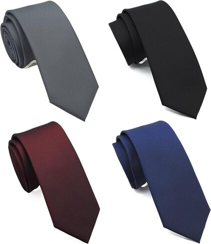 ZENXUS Skinny Solid Ties for Men, 2.5 inch Slim Plain Neckties 4-Pack in Kuwait