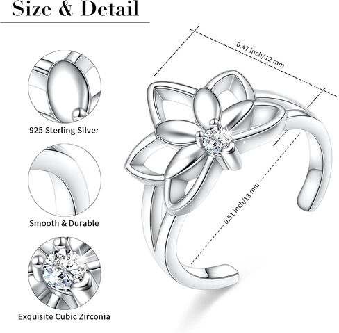 Alphm 925 Sterling Silver Toe Ring for Women Adjustable Open Toe Ring Summer Foot Jewelry in Kuwait
