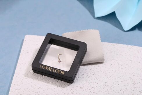 حلقات أنف من الذهب الحقيقي عيار 14 قيراط من LOYALLOOK، 20 جرام 18 جرام، حلقات أنف ذهبية على شكل حرف L، دائرية CZ مقلدة، مسمار أنف ماسي لا يسبب الحساسية للنساء، 3 مم in Saudi Arabia