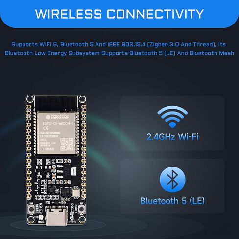 3 قطع ESP32-C6 لوحة تطوير ESP32 C6 متحكم مدمج واي فاي 6 وبلوتوث 5، فلاش 8 ميجابايت ESP32-C6-WROOM-1-N8 وحدة 160 ميجاهرتز RISC-V 32 بت معالج أحادي النواة للمنزل الذكي IoT in Kuwait