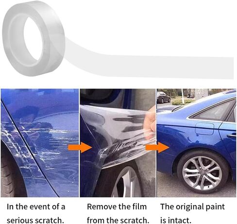 قطعة واحدة من واقي عتبة باب السيارة الشفاف العالمي، شريط مضاد للتصادمات لحافة باب السيارة، واقي عتبة الباب، يناسب معظم السيارات (1000 × 3 سم) in Kuwait