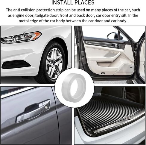 قطعة واحدة من واقي عتبة باب السيارة الشفاف العالمي، شريط مضاد للتصادمات لحافة باب السيارة، واقي عتبة الباب، يناسب معظم السيارات (1000 × 3 سم) in Kuwait