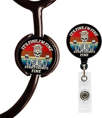 Stethoscope Tag,Steth ID Tag,Nurse Doctor Stethoscope ID Tag and Retractable Badge Reels Set, Stethoscope Charms Accessories and Badge Holder,Set of 2 in Saudi Arabia