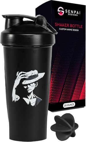 Pirate Anime Shaker Bottle - 20 Ounce - Shaker Bottle with Shaker Ball - Nutrient Shake - Protein Shake, Meal Prep & Replacement - Gym Workout Bottle - Anime (Black) in Saudi Arabia