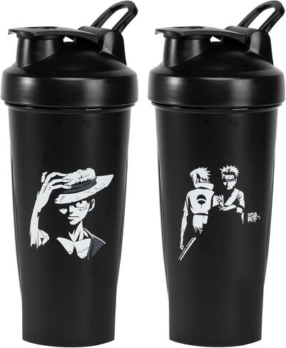 Pirate Anime Shaker Bottle - 20 Ounce - Shaker Bottle with Shaker Ball - Nutrient Shake - Protein Shake, Meal Prep & Replacement - Gym Workout Bottle - Anime (Black) in Saudi Arabia