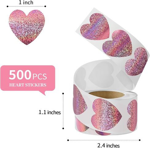 ملصق على شكل قلب أحمر، ملصقات حب لطيفة مقاس 1 بوصة لعيد الحب، دعوة، أظرف، صياغة، سجل القصاصات، 500 ملصق لكل لفة in Kuwait