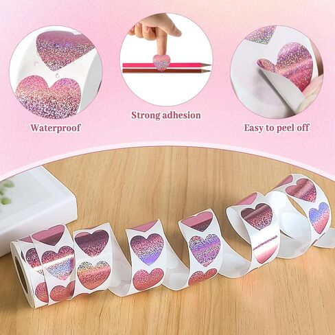 ملصق على شكل قلب أحمر، ملصقات حب لطيفة مقاس 1 بوصة لعيد الحب، دعوة، أظرف، صياغة، سجل القصاصات، 500 ملصق لكل لفة in Kuwait